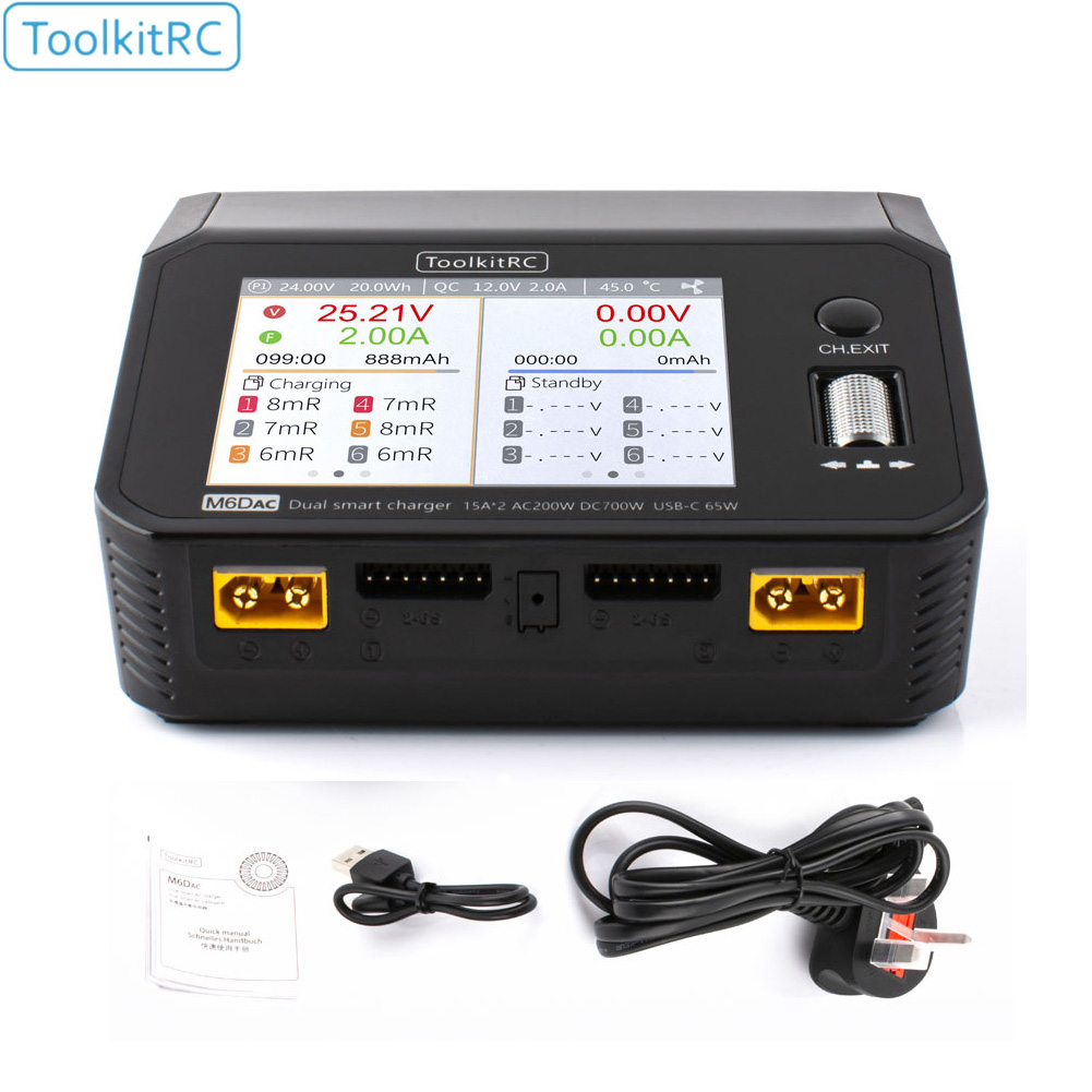Toolkitrc M6Dac Smart Charger - ToolkitRC M6DAC デュアルチャンネルスマートリポバッテリー充電器放電器 AC 200W DC