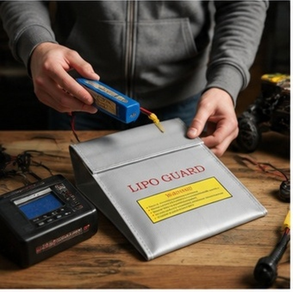 Lipo Battery Fireproof Safety Charge Box - 18x23cm リポ安全バッグ 耐火充電バッグ RCドローン クアッドコプター リポバッテリー用