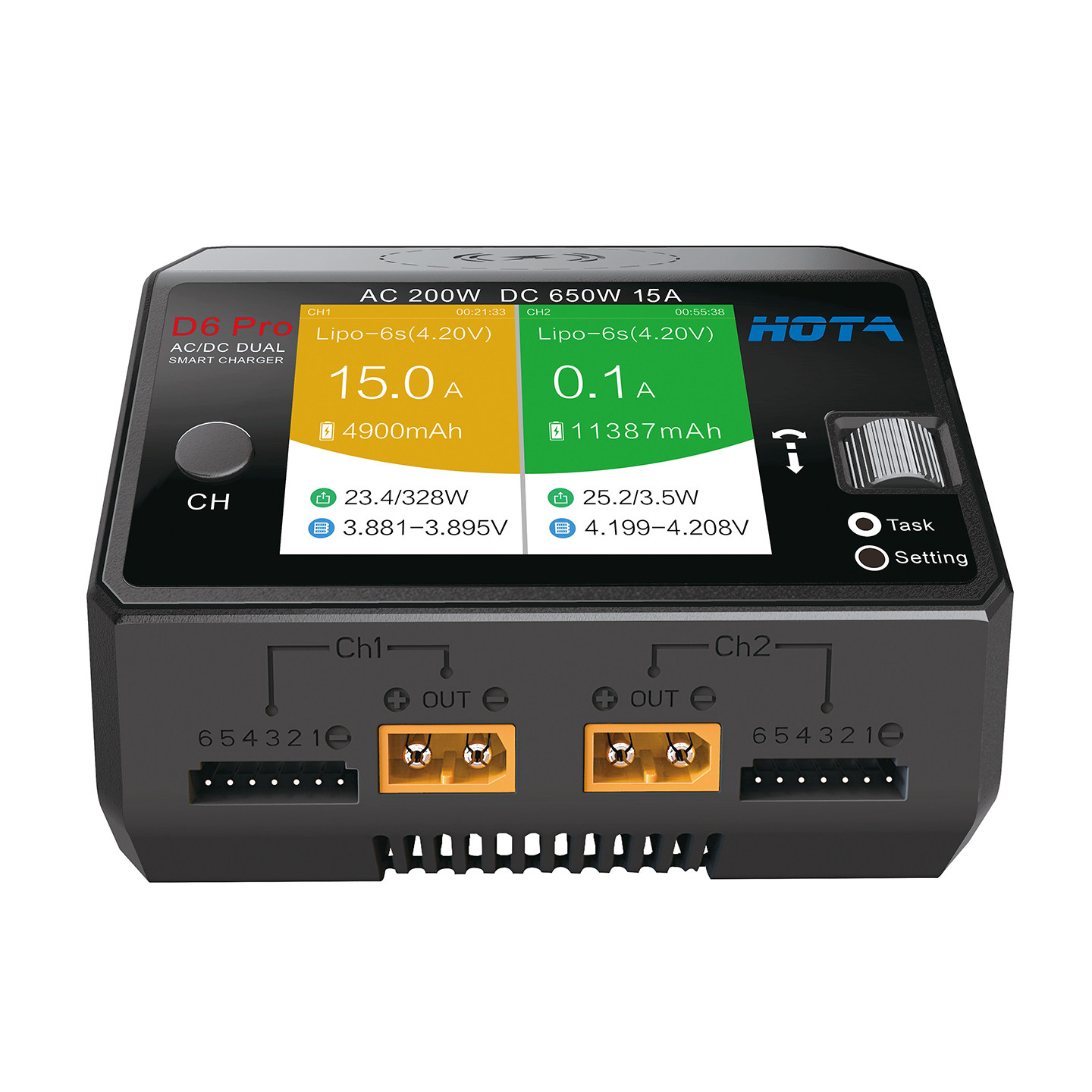 Hota D6 Pro Dual Lipo Charger - HOTA D6 Pro AC/DC デュアルチャンネルスマートバランス充電器 AC200W