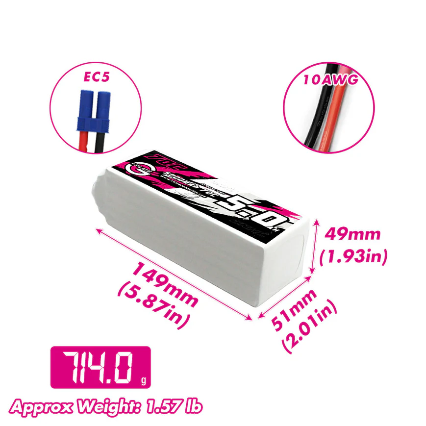 バッテリー22.2V,6s,5000mAh,70c gプラス - 6S Lipo Battery 22.2V 5000Mah のレビューと価格