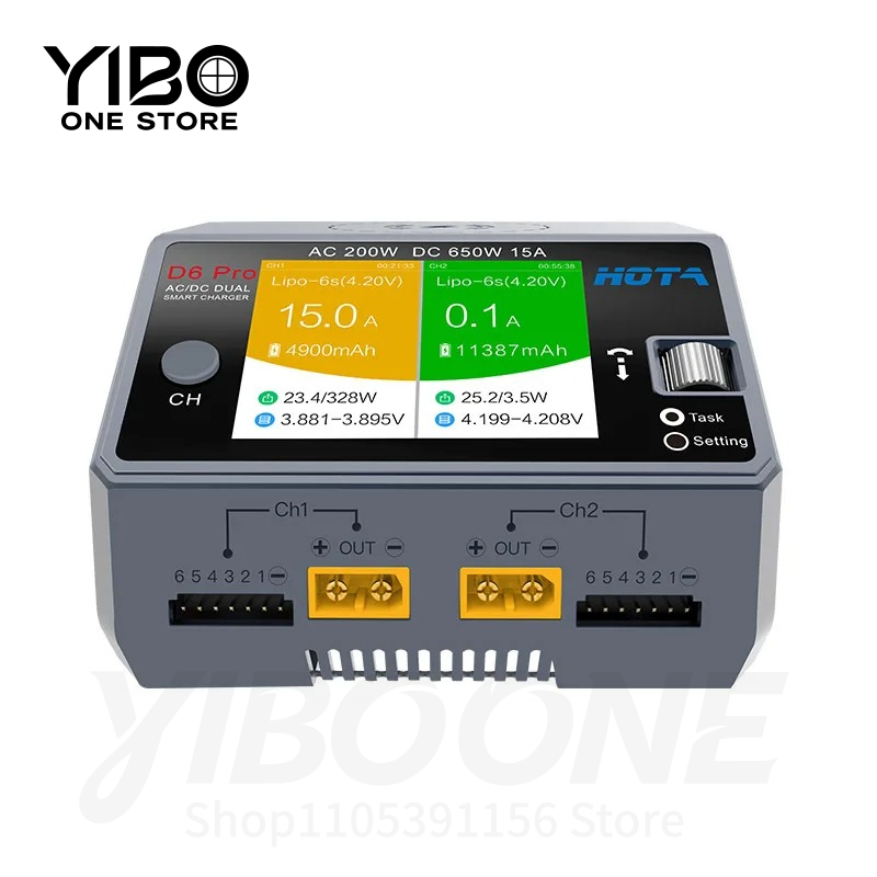 D6 Pro ブラック AC 200W DC 2x325W  - Hota D6 Pro Dual Lipo Charger のレビューと価格