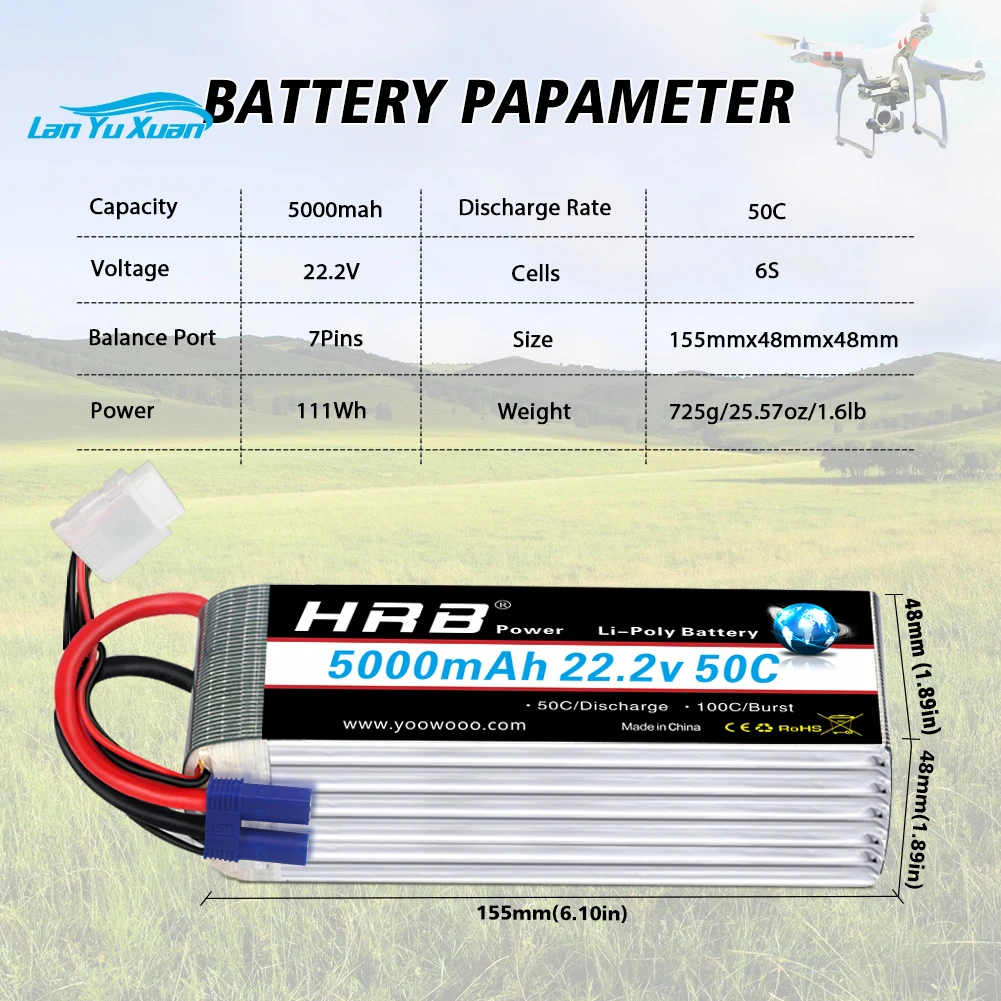2 個 6S Lipo バッテリー 22.2V 5000mA - 6S Lipo Battery 22.2V 5000Mah のレビューと価格