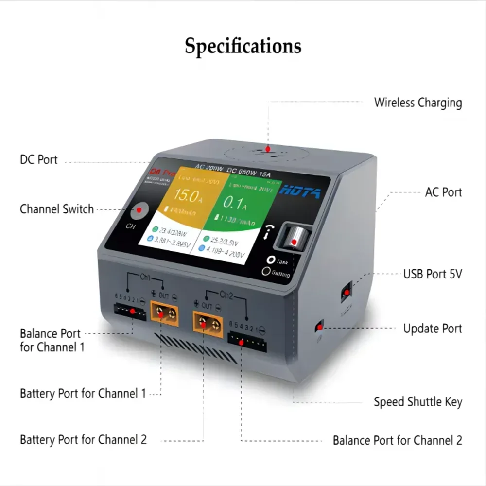 HOTA D6 Pro デュアルチャンネルスマート充電器 A - Hota D6 Pro Dual Lipo Charger のレビューと価格
