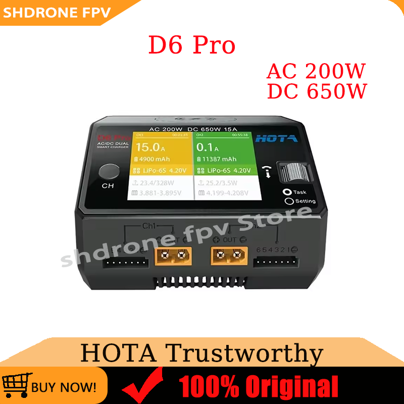 オリジナル HOTA D6 Pro AC 200W DC 6 - Hota D6 Pro Dual Lipo Charger のレビューと価格