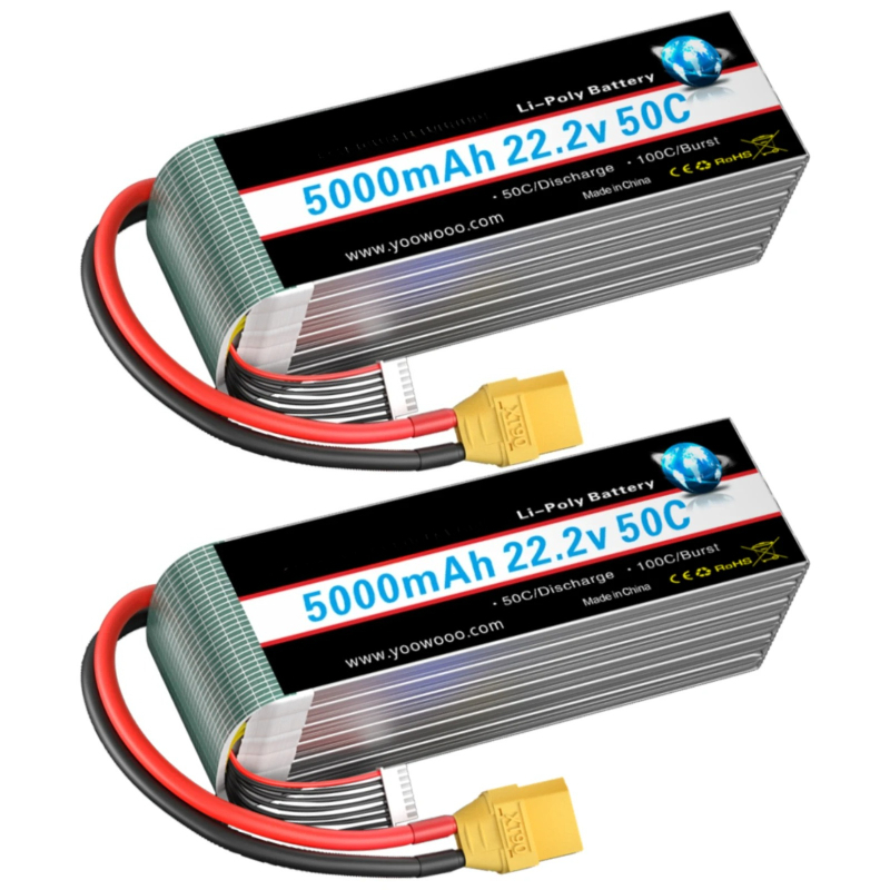 2 個 RC 飛行機ヘリコプター用 HRB 22.2v 50 - 6S Lipo Battery 22.2V 5000Mah のレビューと価格