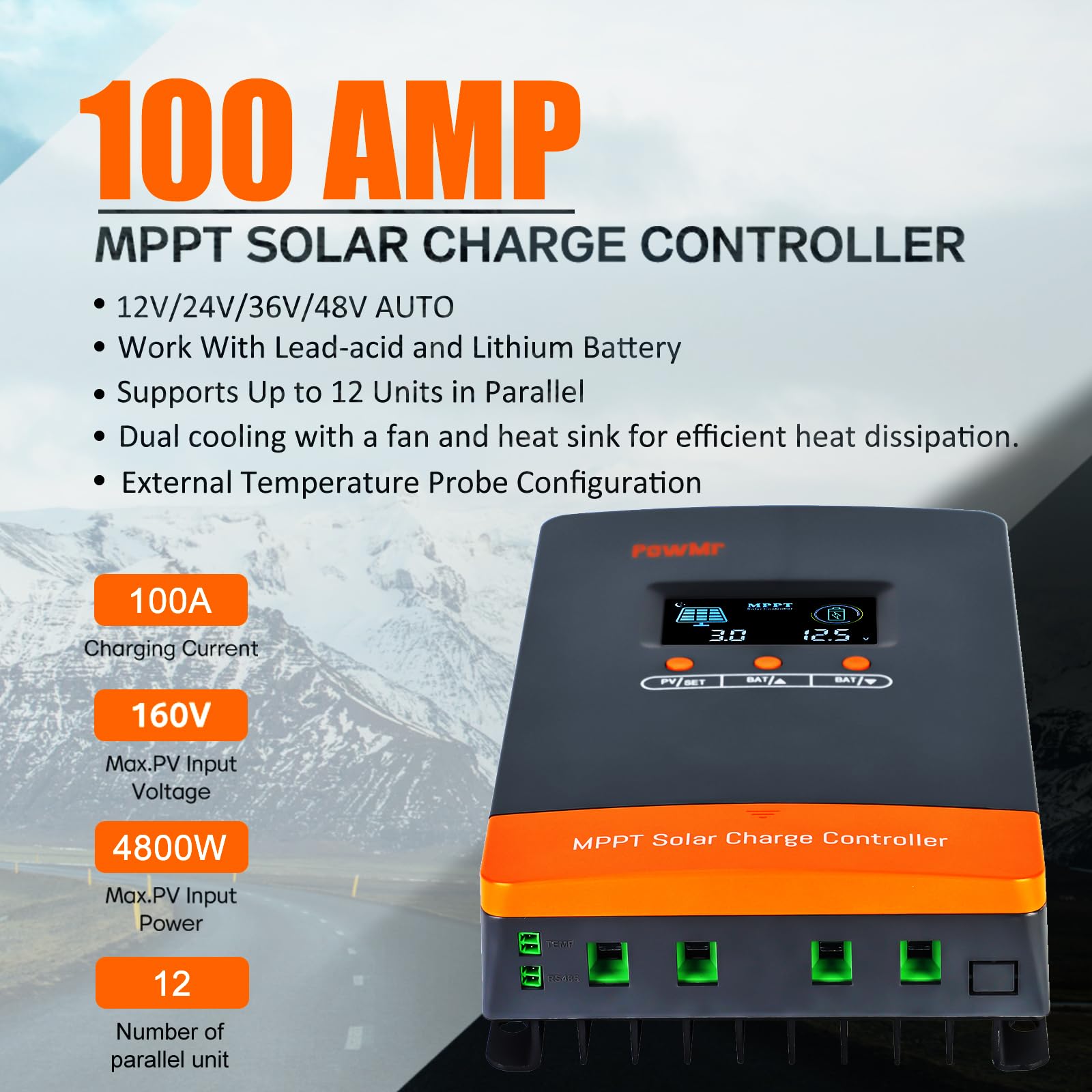 PowMr 100A MPPTソーラー充電コントローラー 1 - Lifepo4 12V 100Ah Bms Bluetooth のレビューと価格